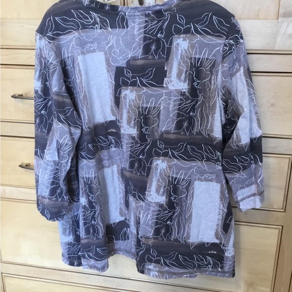 3/4 sleeve dressy T-Shirt 1X shades of brown and tan 100% cotton 2 POCKETS! - Picture 2 of 5